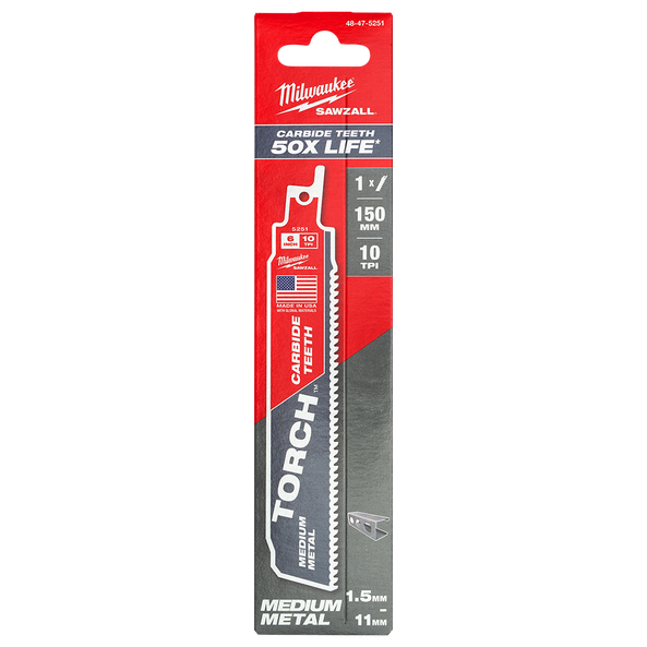 SAWZALL&trade; The TORCH&trade; with Carbide Teeth 150mm 6" 10TPI Blade 1 Pack, , hi-res