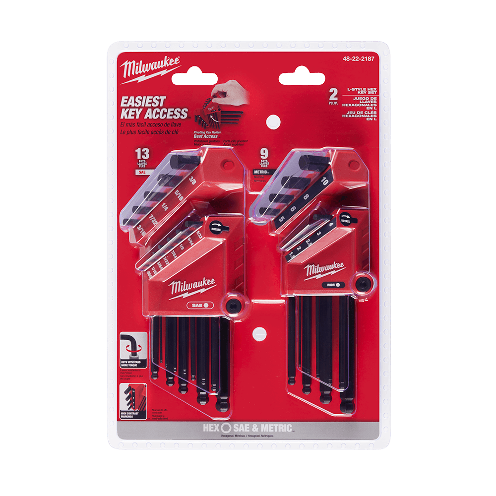 thumbnail image 2 of Milwaukee 48-22-2187 22-Piece Hex Key Set – SAE & Metric – Ball End L-Keys – Steel 2 of 4