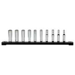 1/4" Drive, 10 Piece Deep Metric Socket Set with Storage Rail
