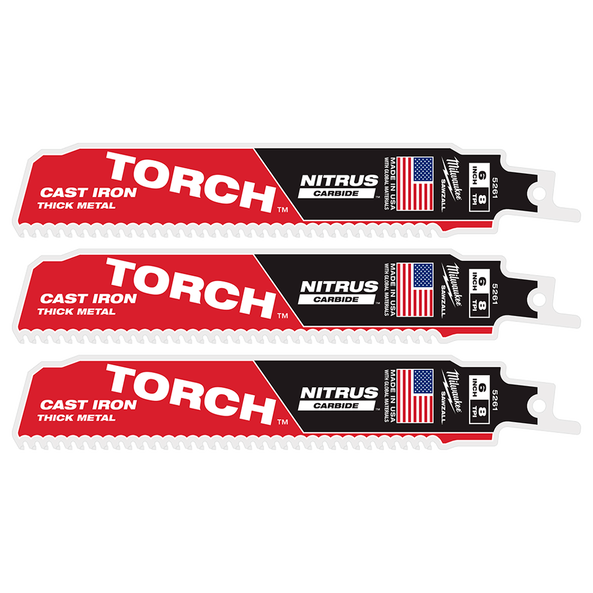 SAWZALL&trade; The TORCH&trade; with NITRUS CARBIDE&trade; Teeth 150mm 6" 8TPI Blade 3 Pack, , hi-res