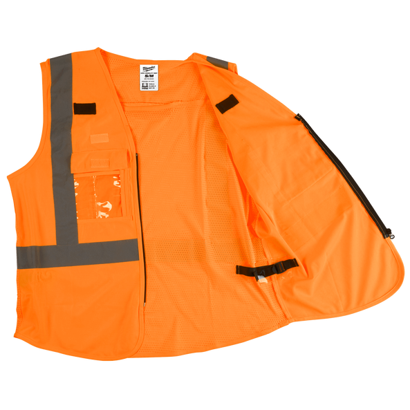 High Visibility Orange Safety Vest - S/M, Orange, hi-res