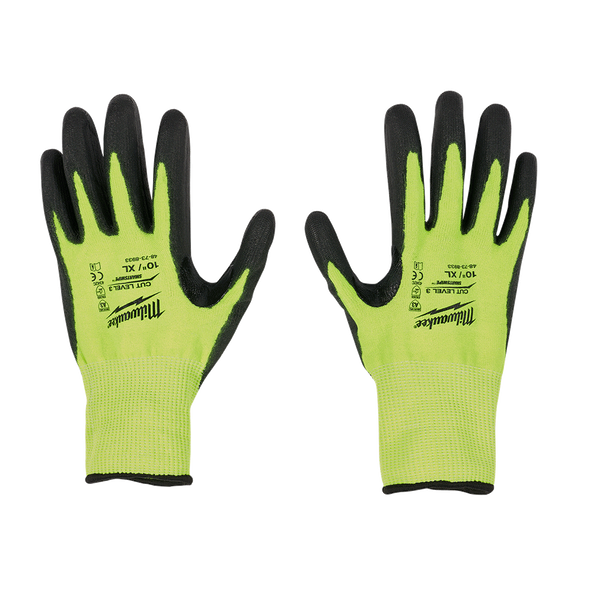 Hi-Vis Cut 3(C) PU Dipped Gloves - L, , hi-res