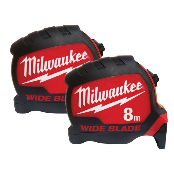 Milwaukee 8M Wide Blade Tape Measure Double Pack 48220001DP Milwaukee