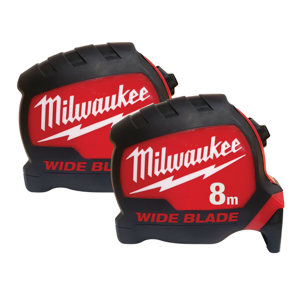 8M Wide Blade Tape Measure Double Pack, , hi-res