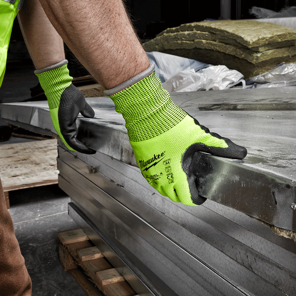 Hi-Vis Cut 4(D) PU Dipped Gloves, , hi-res