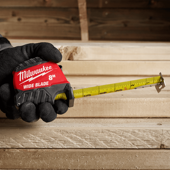 Horizontal 8M Wide Blade Tape Measure, , hi-res