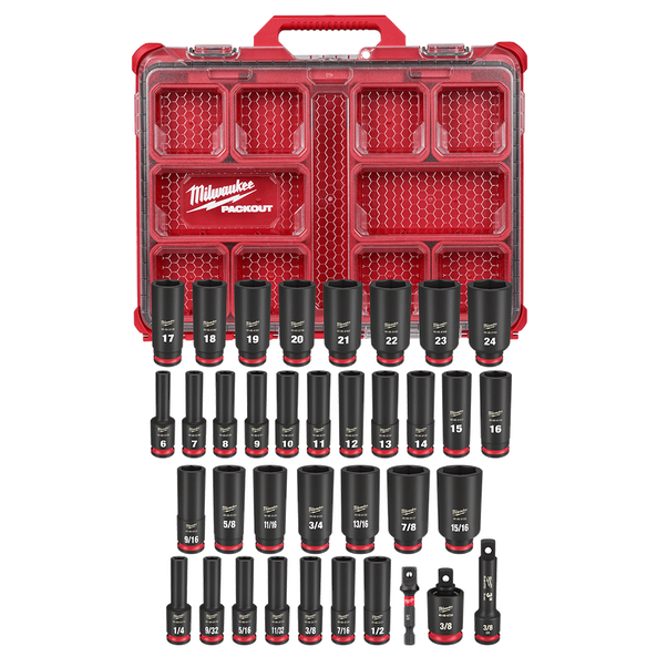 36PC SHOCKWAVE&trade; Impact Duty Socket 3/8&rdquo; Drive Set with PACKOUT&trade;, , hi-res