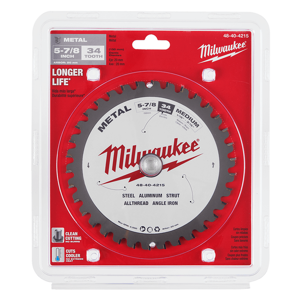 Milwaukee 150mm (5-7/8”) 34T Metal Circular Saw Blade 48404215 ...