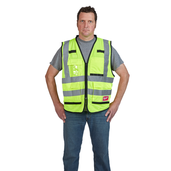 Premium High Visibility Yellow Safety Vest - S/M, Yellow, hi-res