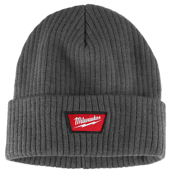 Rib-Knit Cuffed Beanie Grey, Grey, hi-res