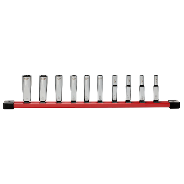 1/4" Drive, 10 Piece Deep SAE Socket Set with Storage Rail, , hi-res