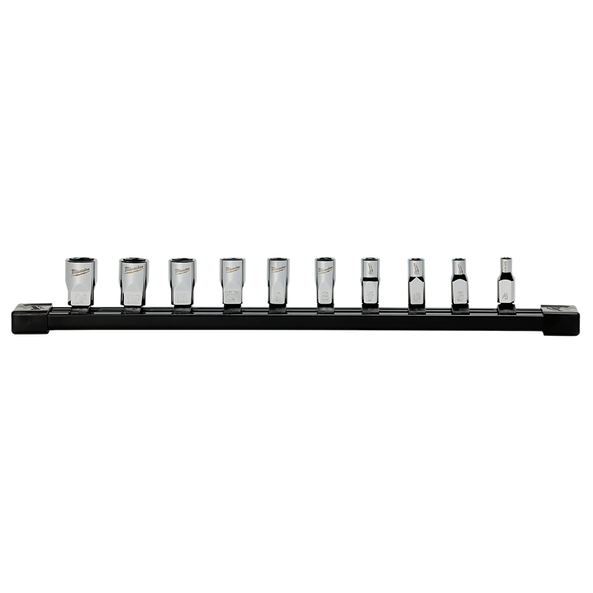 1/4" Drive, 10 Piece Standard Metric Socket Set with Storage Rail, , hi-res