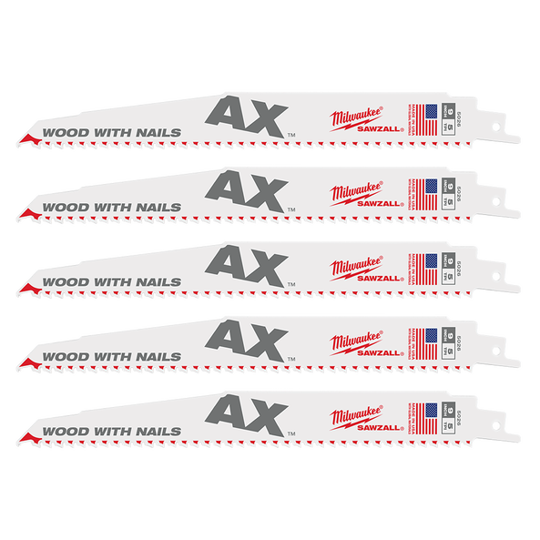 SAWZALL&trade; The AX&trade; 230mm 9" 5TPI Blade 5 Pack, , hi-res