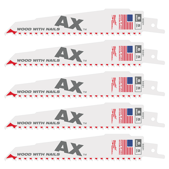 SAWZALL&trade; The AX&trade; 150mm 6" 5TPI Blade 5 Pack, , hi-res