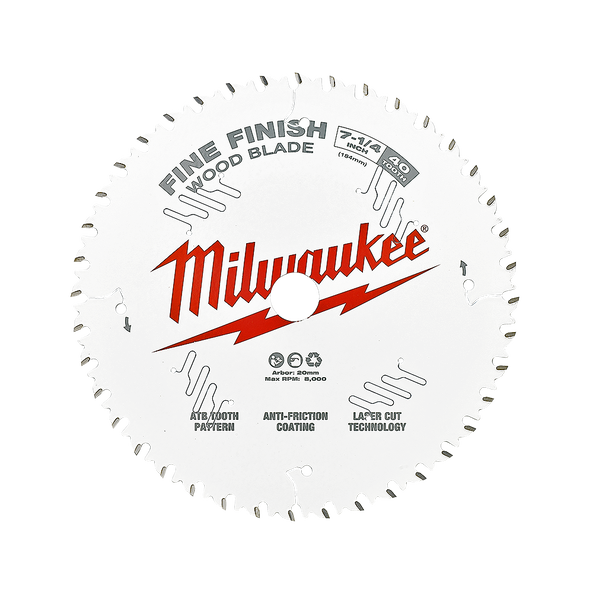 184mm (7-1/4") 40T Wood Circular Saw Blade Fine Finish, , hi-res
