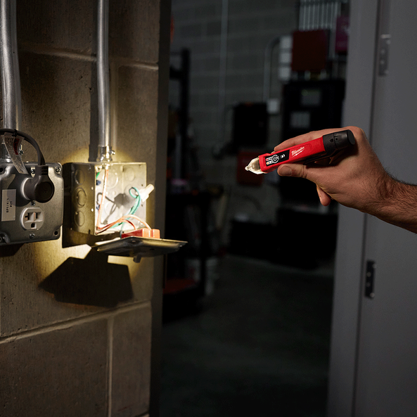Dual Range Non Contact Voltage Detector w/ Flashlight (Tool Only), , hi-res