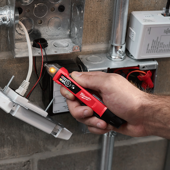 Dual Range Non Contact Voltage Detector w/ Flashlight (Tool Only), , hi-res