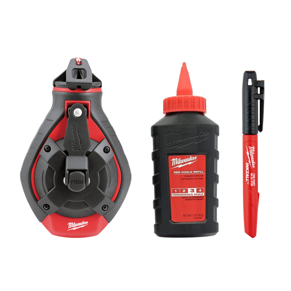 Bold Line Chalk Reel with Red Chalk and Bonus Inkzall™, , hi-res