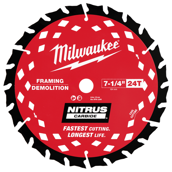 184mm (7-1/4") 24T NITRUS CARBIDE&trade; Circular Saw Blade Demolition/Framing, , hi-res