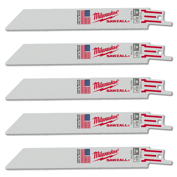 SAWZALL&trade; Thin Kerf Metal 150mm 6" 24TPI Blade 5 Pack, , hi-res