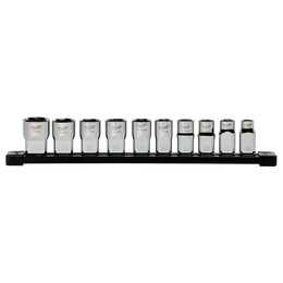 1/2" Drive, 10 Piece Standard Metric Socket Set with Storage Rail
