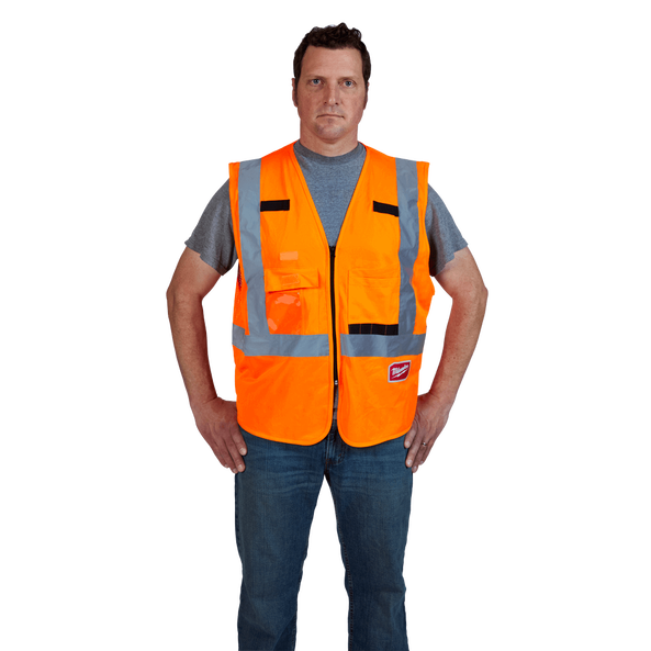 High Visibility Orange Safety Vest - S/M, Orange, hi-res