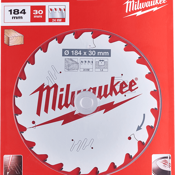 Milwaukee 184mm 24T Framing Circular Saw Blade with 30mm Bore Size, , hi-res