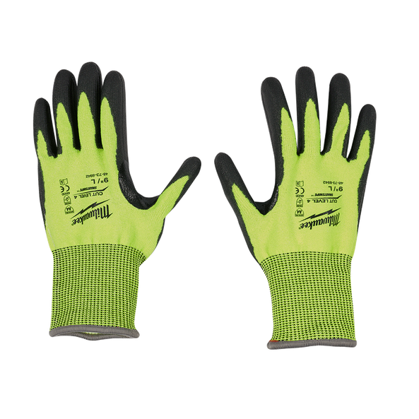 Hi-Vis Cut 4(D) PU Dipped Gloves, , hi-res
