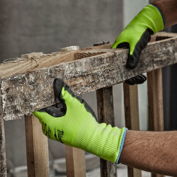 Hi-Vis Cut 2(B) PU Dipped Gloves, , hi-res