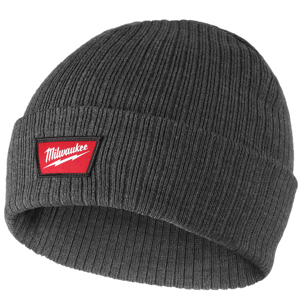 Rib-Knit Cuffed Beanie Grey, Grey, hi-res