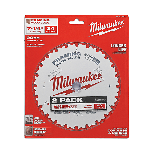 7-1/4&rdquo; Circular Saw Blade Twin Pack, , hi-res
