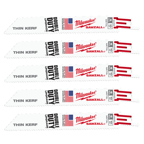 SAWZALL&trade; Thin Kerf Metal 150mm 6" 10TPI Blade 5 Pack, , hi-res