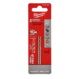 Red Helix&trade; Cobalt Drill Bit 2.5mm 2Pk