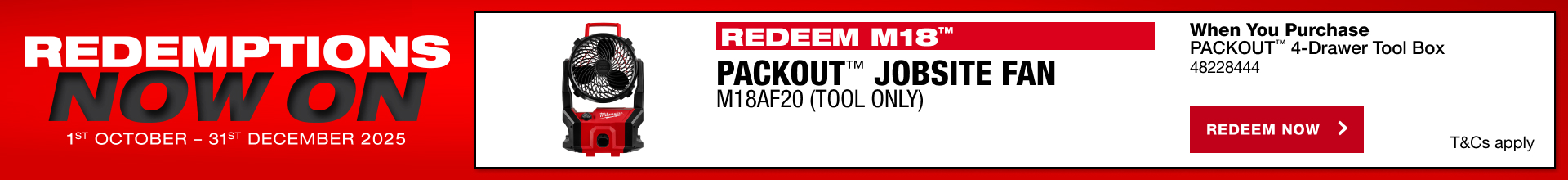 Milwaukee Redemptions - 1st October - 31st December 2025