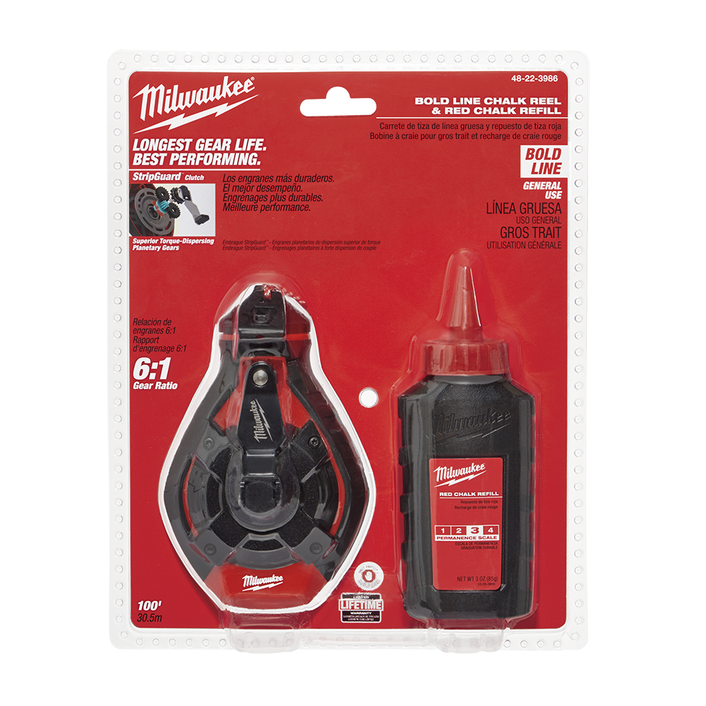 30m Bold Line Chalk Reel Kit w/ Red Chalk