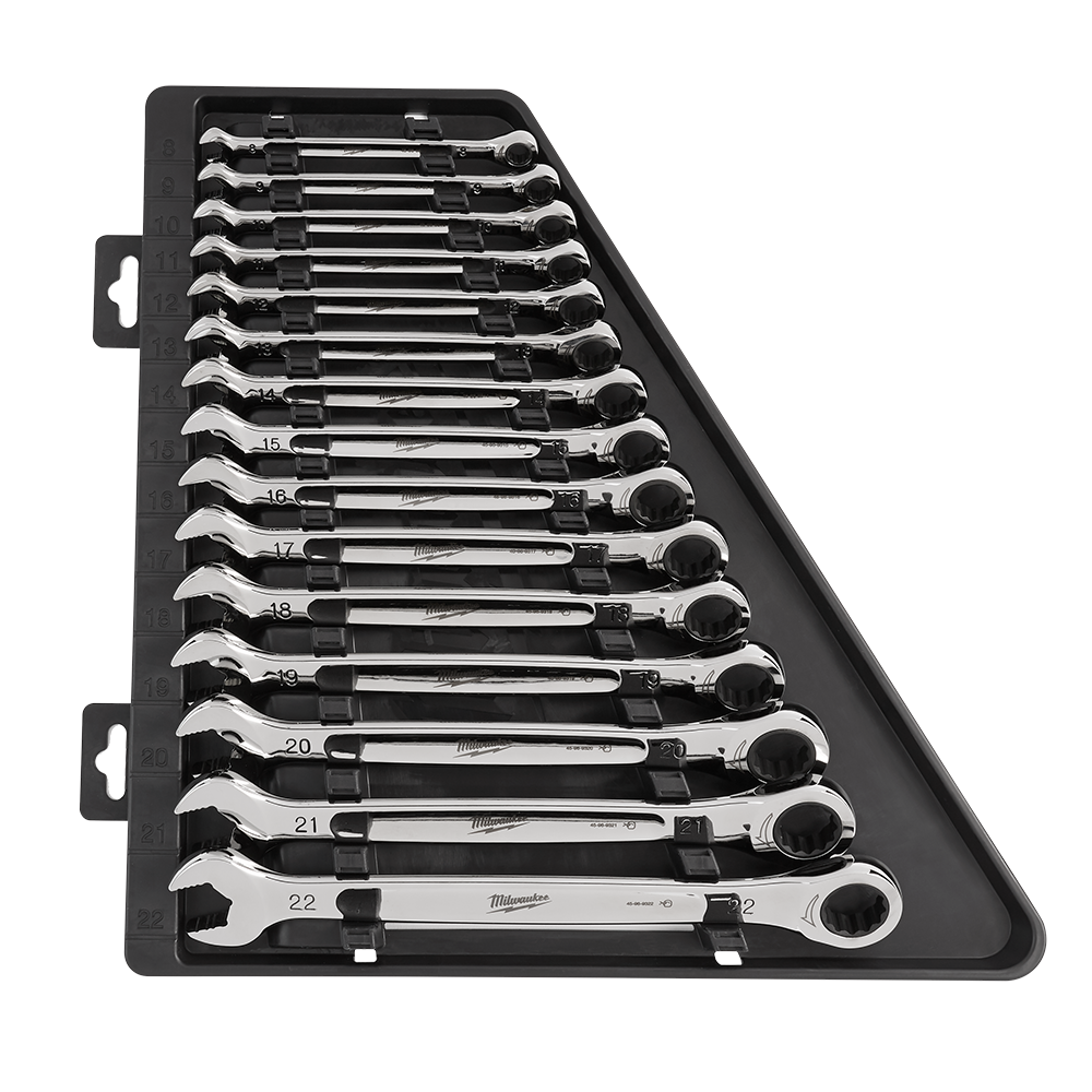 15pc Ratcheting Combination Wrench Set – Metric