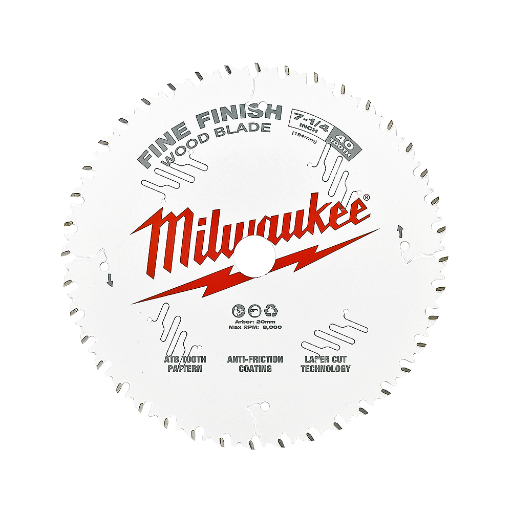 184mm (7-1/4") 40T Wood Circular Saw Blade Fine Finish