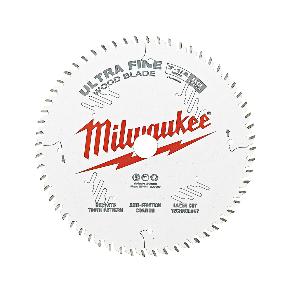 184mm (7-1/4") 60T Wood Circular Saw Blade Ultra Fine Finish